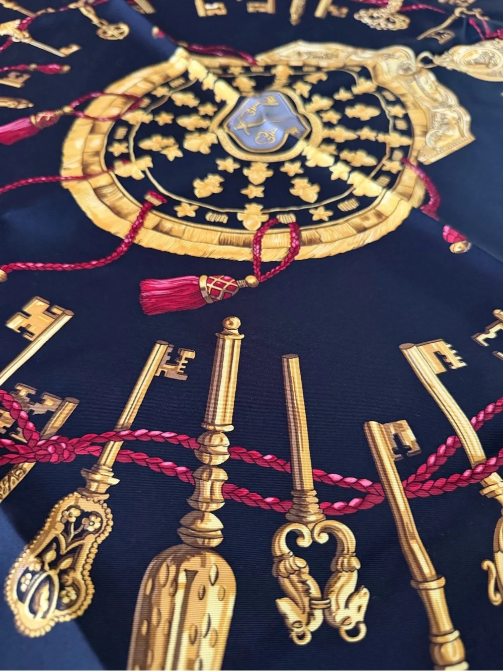 Hermes Scarf 34 in x 34 in Black Gold Red colors